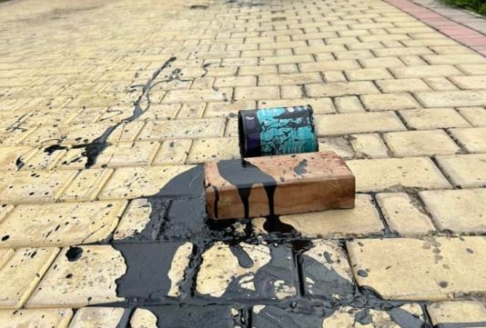 Неизвестные облили краской плитку в доме депутата